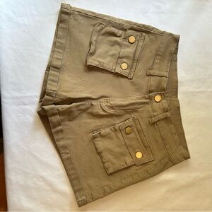 Khaki Women's Shorts with Gold Accents